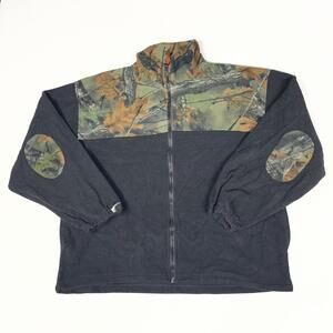 Trail Crest Jacket Mens 2XL Black Camo Fleece Full Zip Hunting Hiking Outdoor